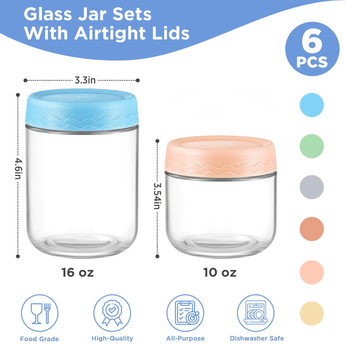 DRKIO wide-mouth glass jars with airtight lids for easy filling.