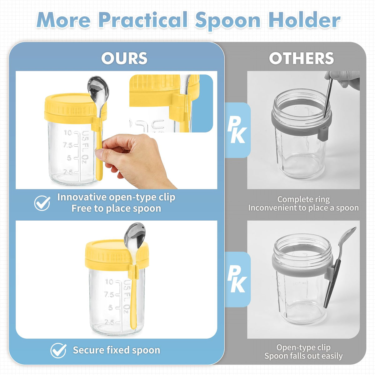 DRKIO spoon holder design keeps utensils handy during meal prep.