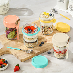 DRKIO colorful 6-pack jars ideal for varied meal prep.