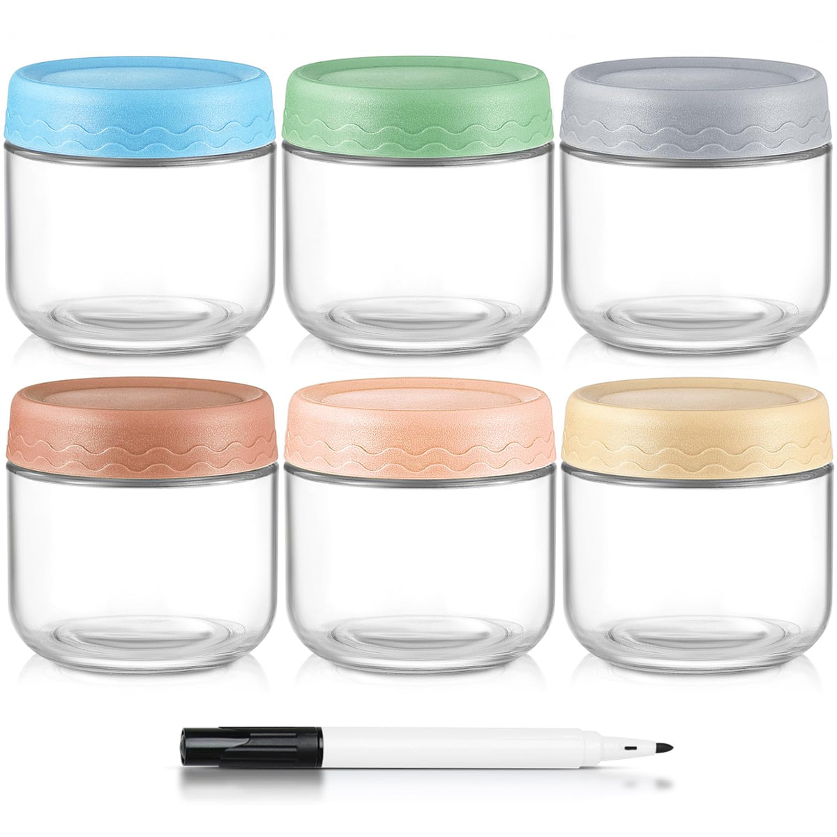 DRKIO 10oz jar with lid for meal prep and easy stacking
