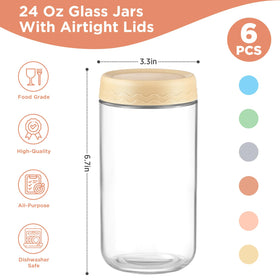DRKIO six-pack stackable jars shown in a kitchen for space-saving meal prep.