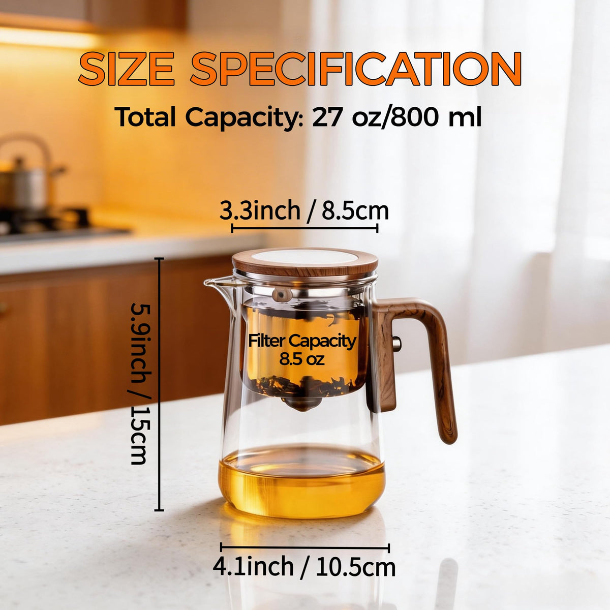 DRNKNSTX Enchanted Tea Pot borosilicate glass resists temperature changes.