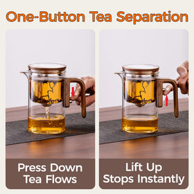 DRNKNSTX Enchanted Tea Pot heat resistant borosilicate glass withstands temperature shifts.