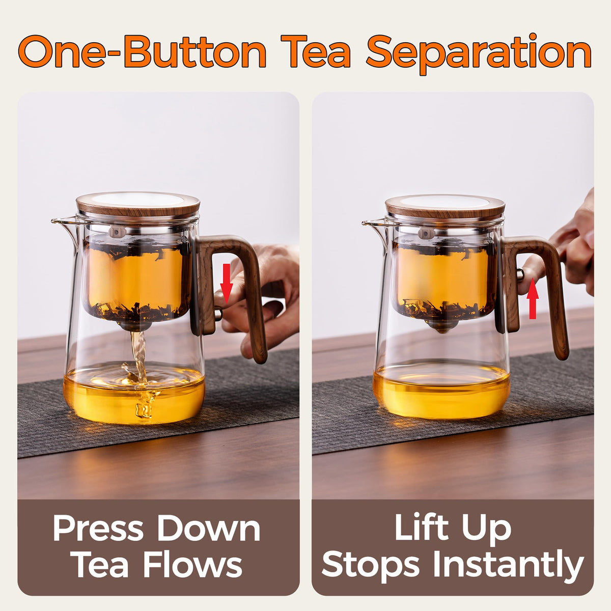 DRNKNSTX Enchanted Tea Pot faux-wood handle adds comfortable grip.