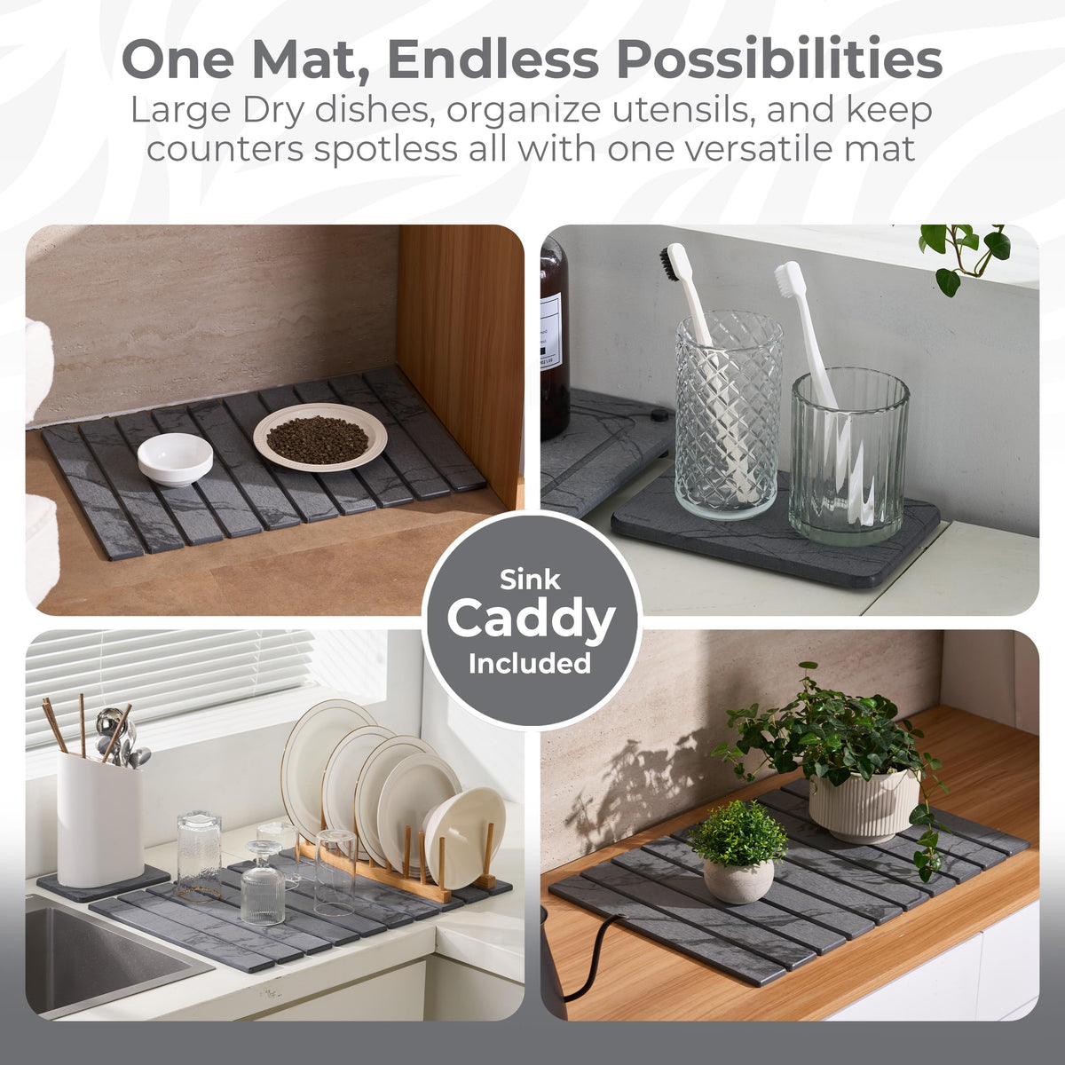 Dropereum easy-clean drying mat, rinse and maintain with light sanding.