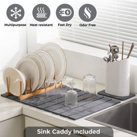 Dropereum heat-resistant drying mat up to 450°F, safe for hot pots.
