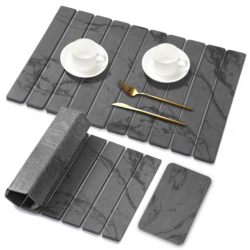 Dropereum large stone drying mat in dark gray 24x16, quick water absorption on counters.