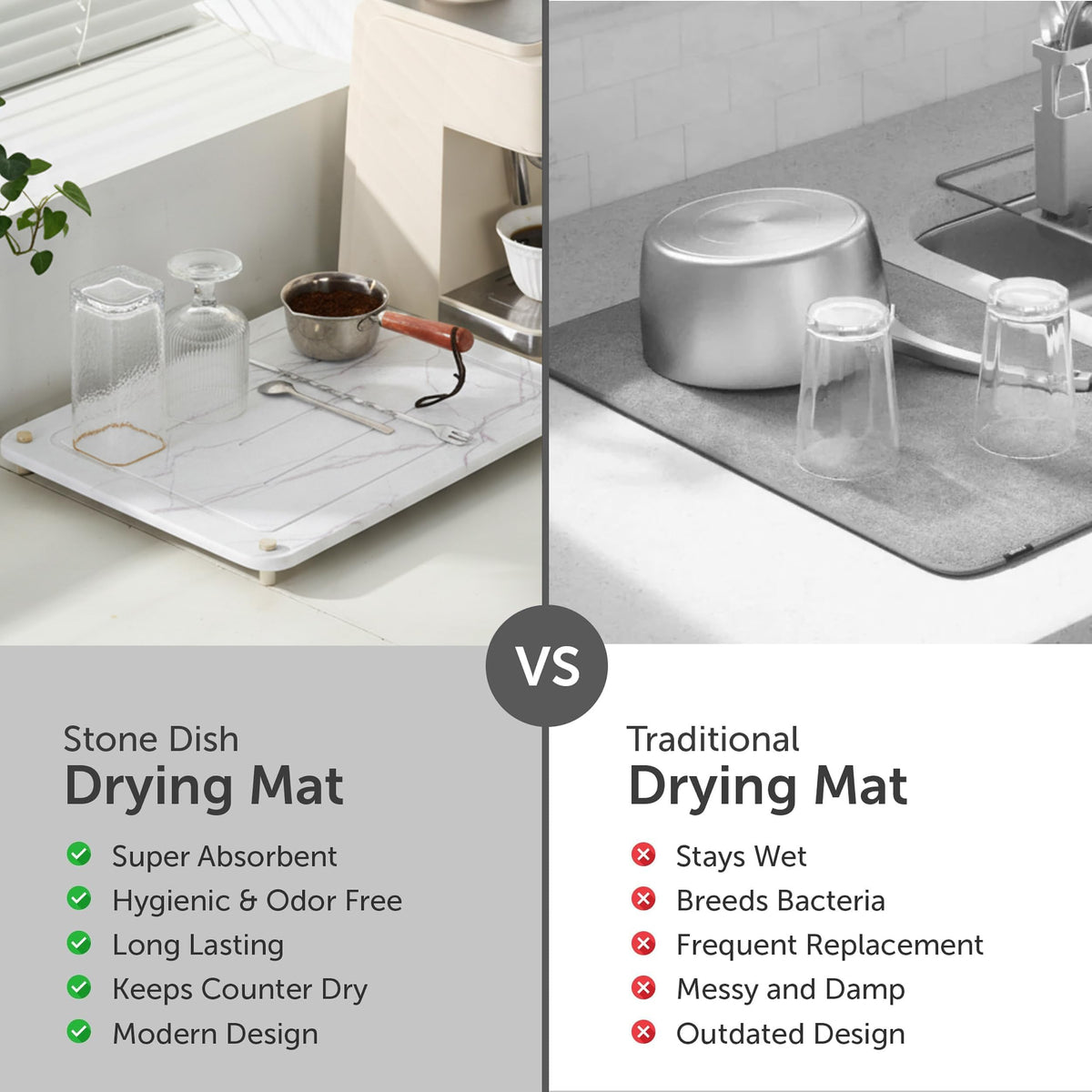 Dropereum Stone Drying Mat supports eco-friendly kitchen drying with natural material.