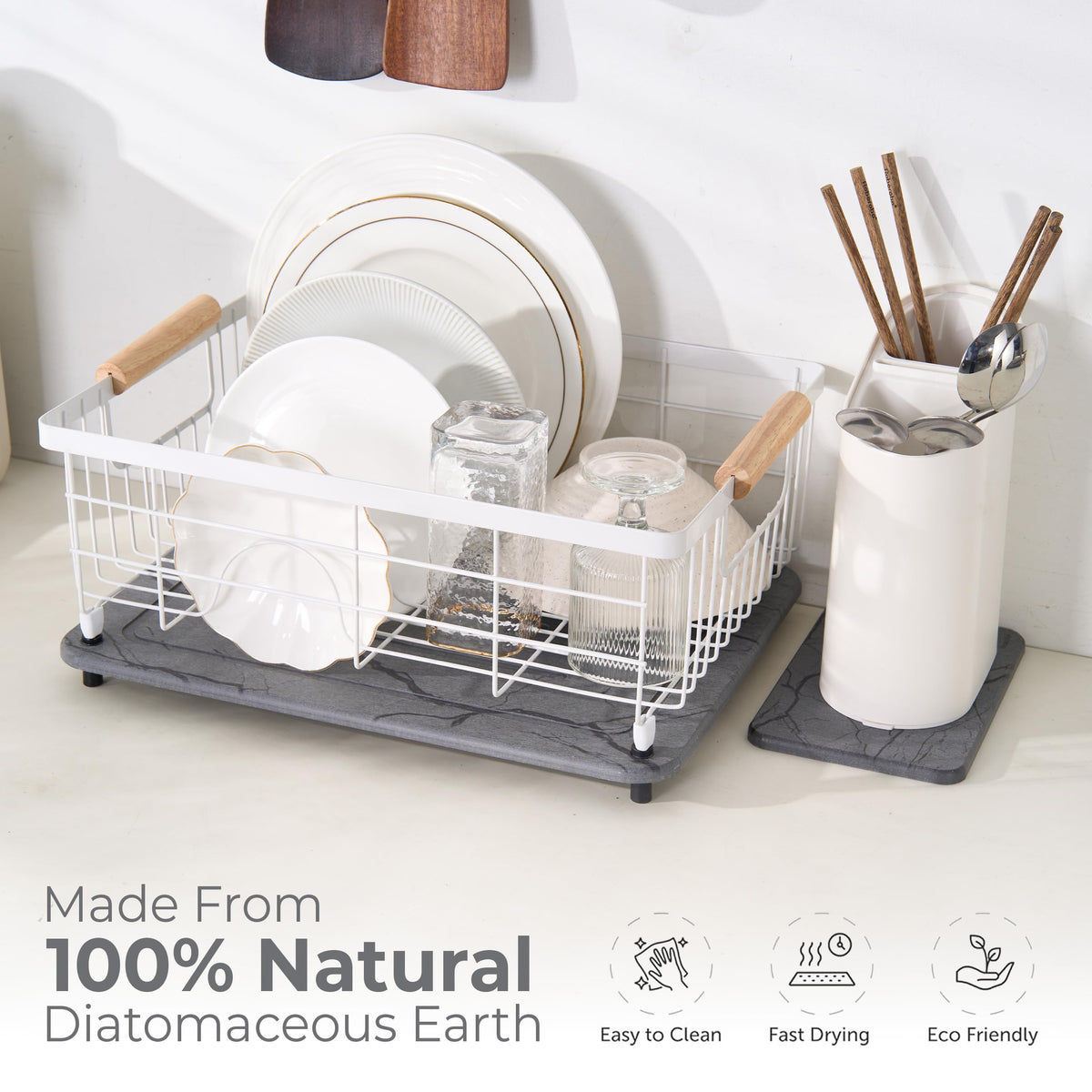 Dropereum Stone Drying Mat doubles as a multi-use surface in bathrooms.