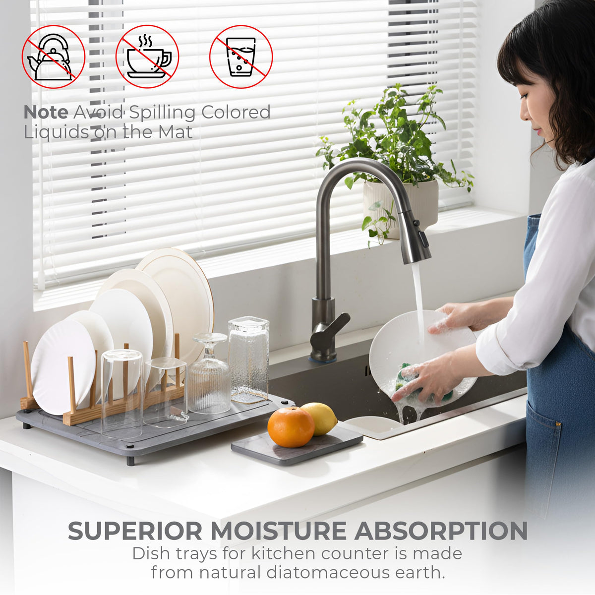 Dropereum Stone Drying Mat is easy to rinse and clean for daily use.