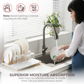 Dropereum Stone Drying Mat elevated on steel feet enhances airflow for faster drying.
