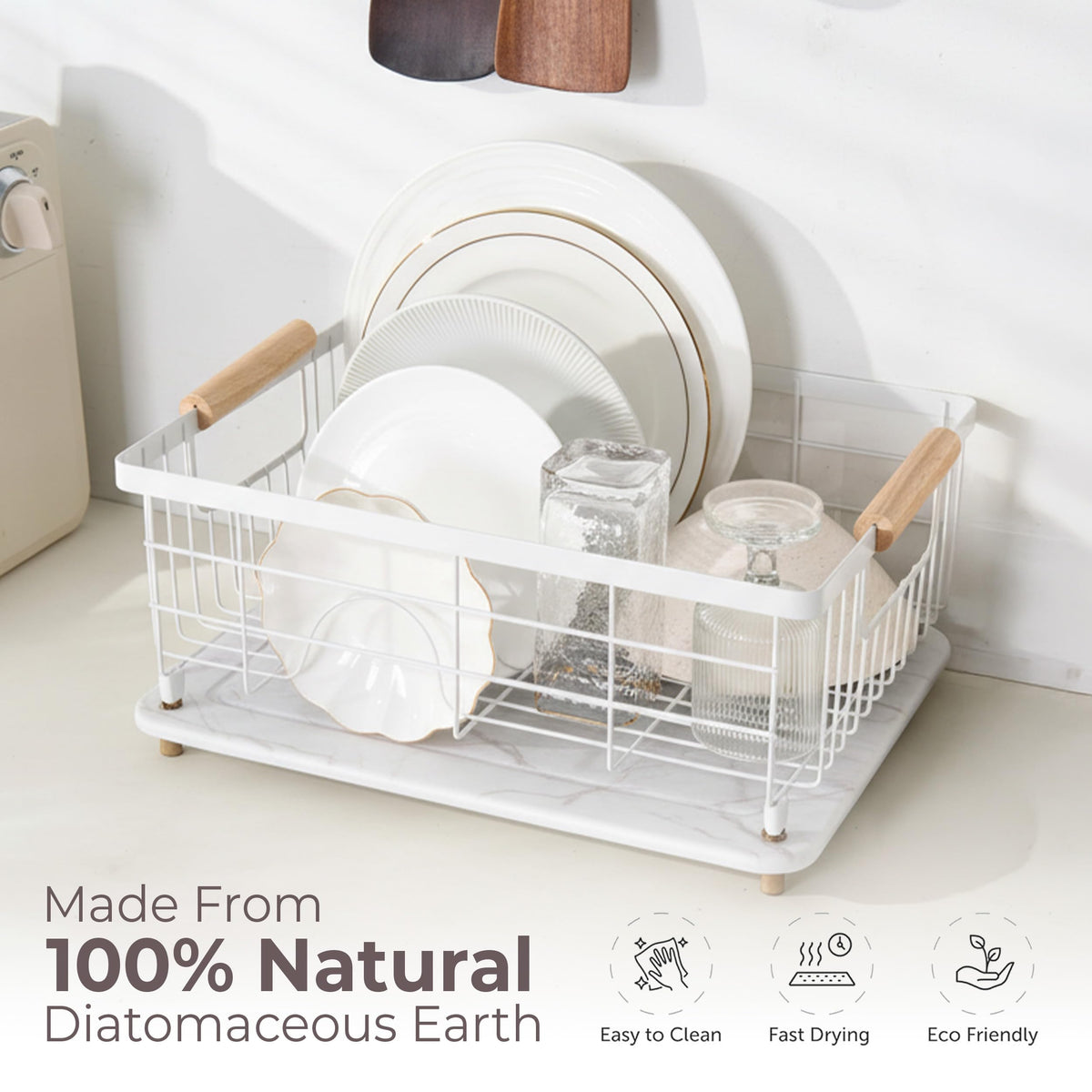 Dropereum Stone Drying Mat heat resistant up to 450F for hot cookware.