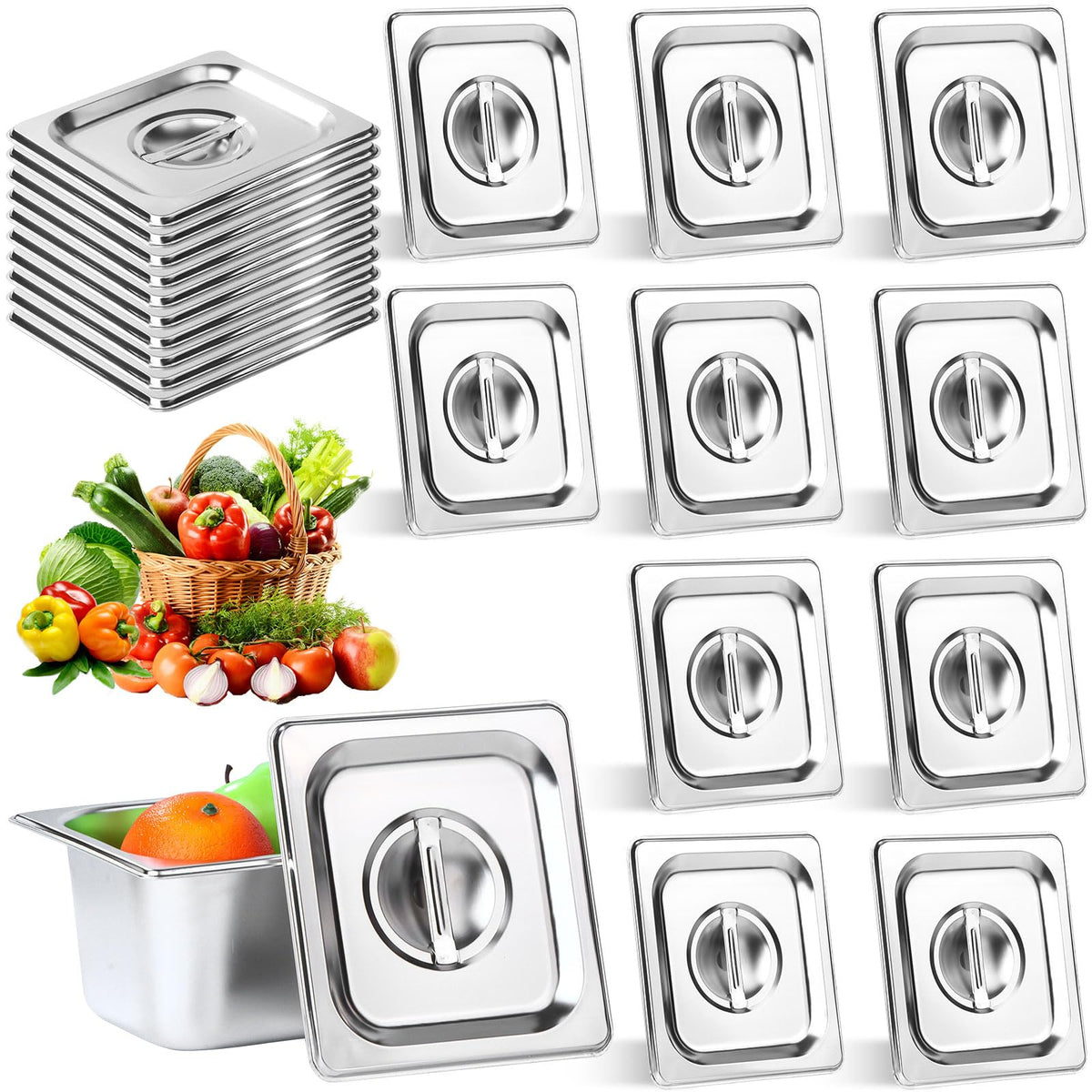 Droutti 1/6 size pan lid with handle for secure stacking and storage