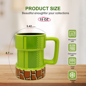 Drtupe Super Mario Warp Pipe mug, back design view showing pipe artwork