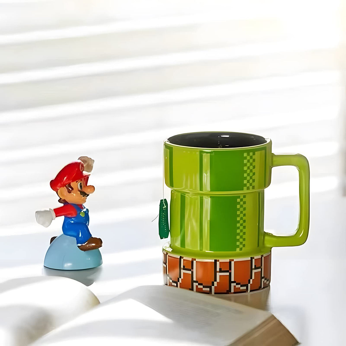 Drtupe Super Mario Warp Pipe mug, front view for prominent design display