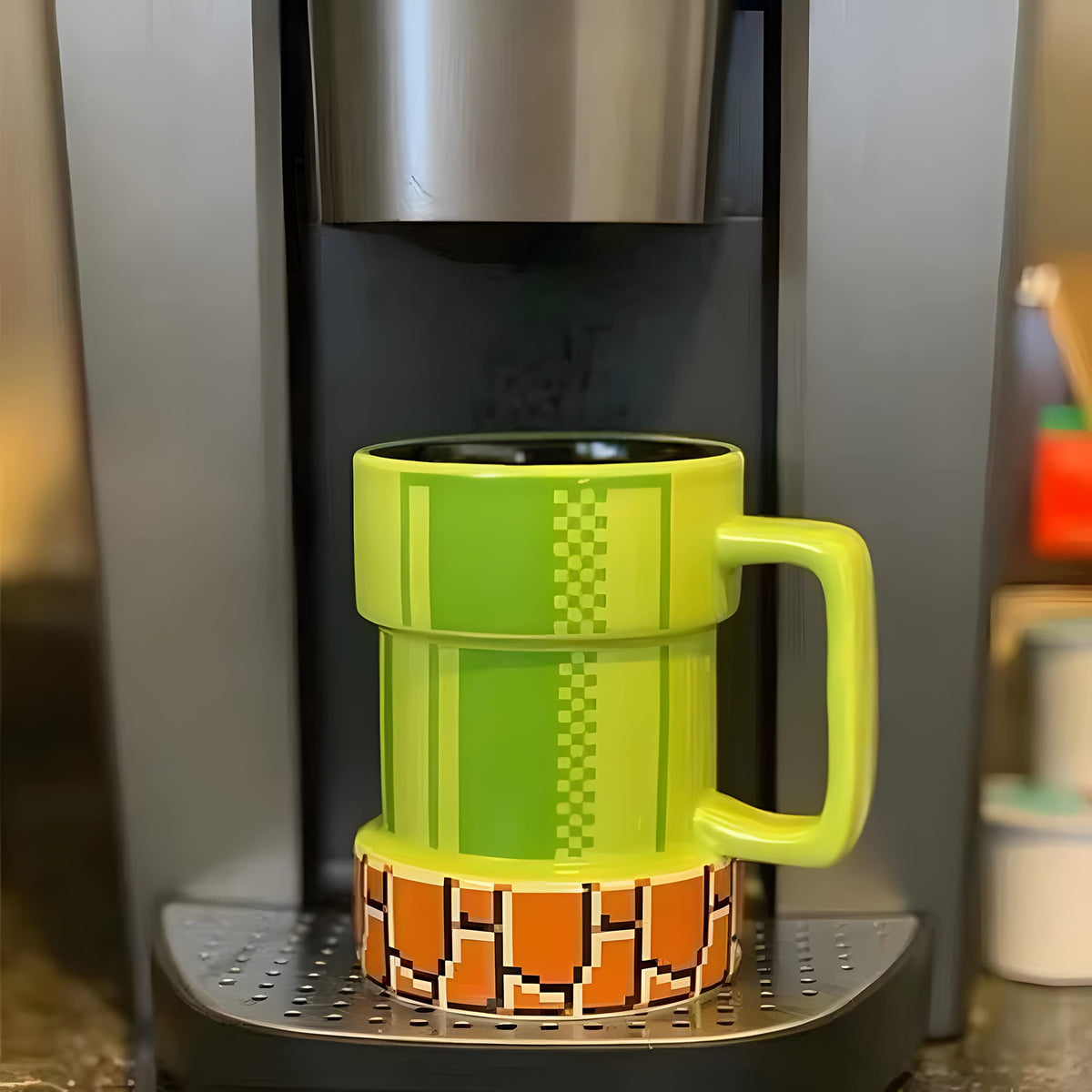 Drtupe Super Mario Warp Pipe mug, side handle view with comfortable grip