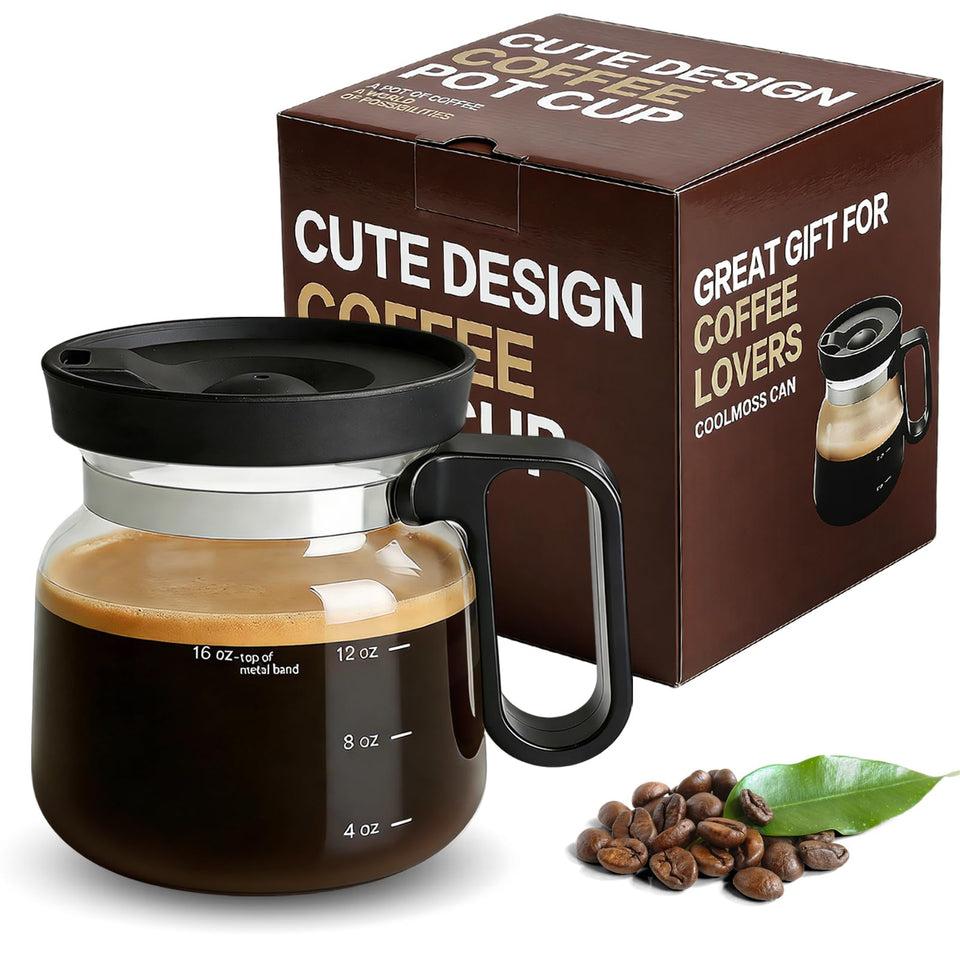 DRVLET mini coffee pot mug with lid for splash-free sipping
