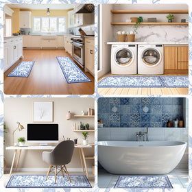 Drydiet versatile floral mat for doors, kitchens, and living spaces.