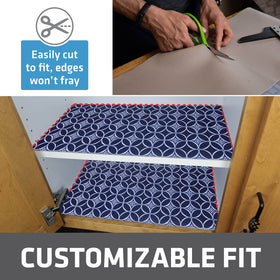 Non-adhesive indigo Drymate liner ready to cut to fit drawers.