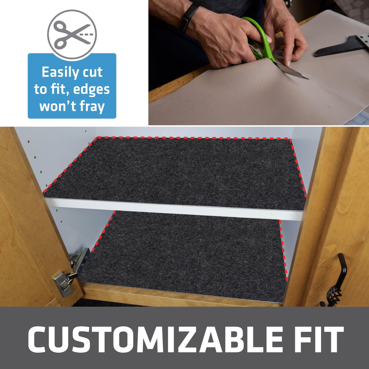 Drymate liner slip-resistant backing keeps mats in place during use.
