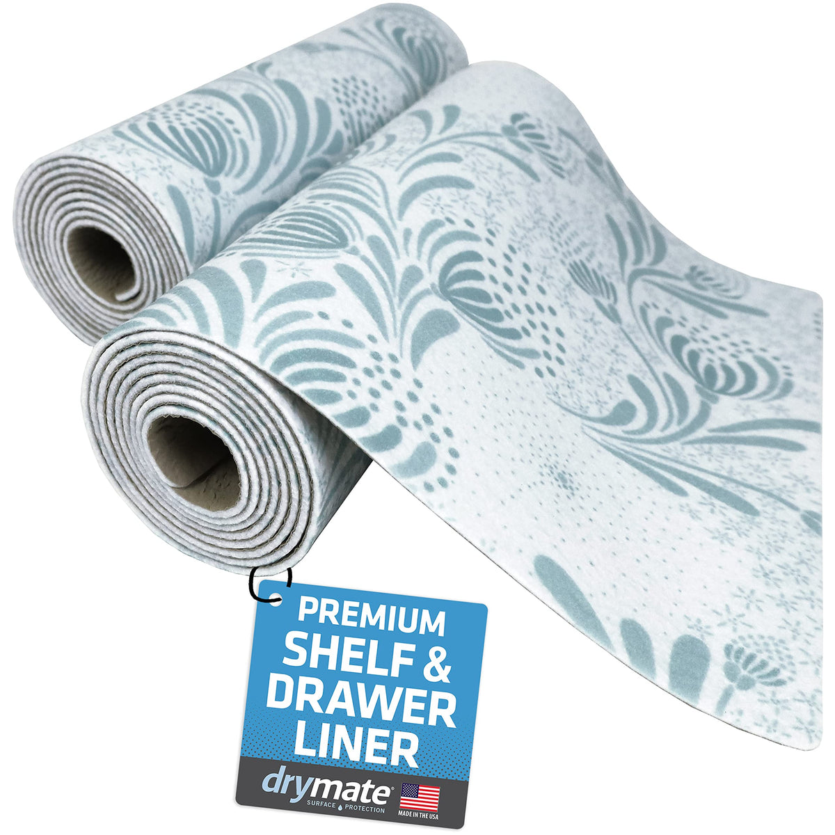 Drymate premium shelf liner close-up showing absorbent fabric texture and cushioned feel for cabinet protection.