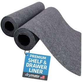 Drymate Premium Shelf Liner with absorbent fabric protecting cabinet surfaces from spills