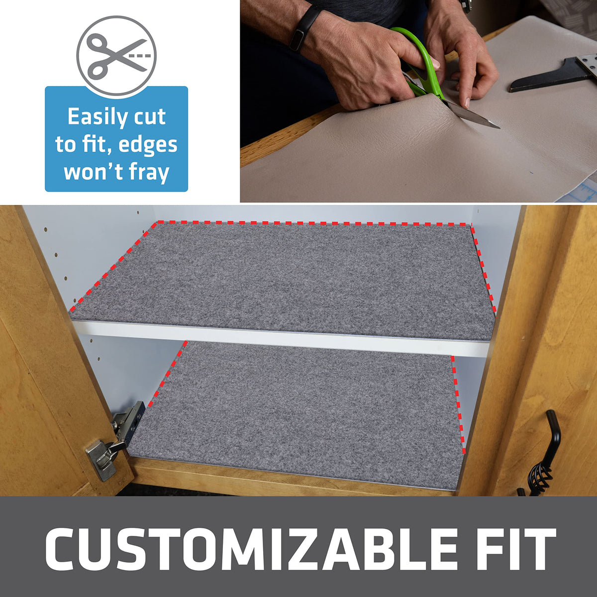 Drymate Premium Shelf Liner can be cut to fit drawers and shelves
