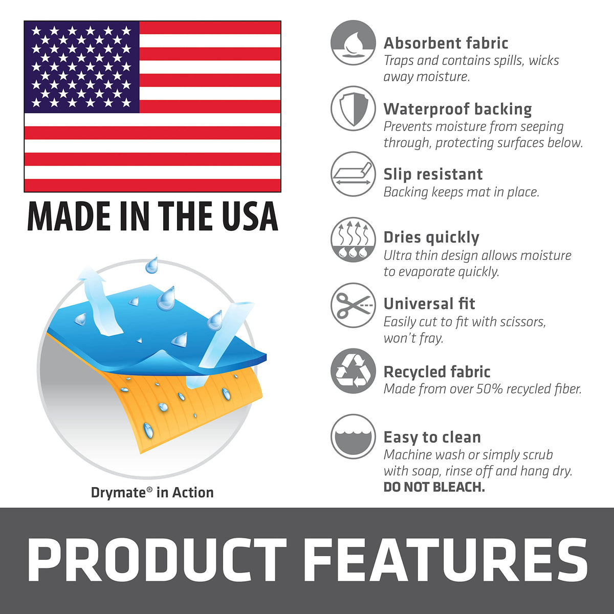 Drymate liner made from recycled fibers reducing waste in kitchen storage.