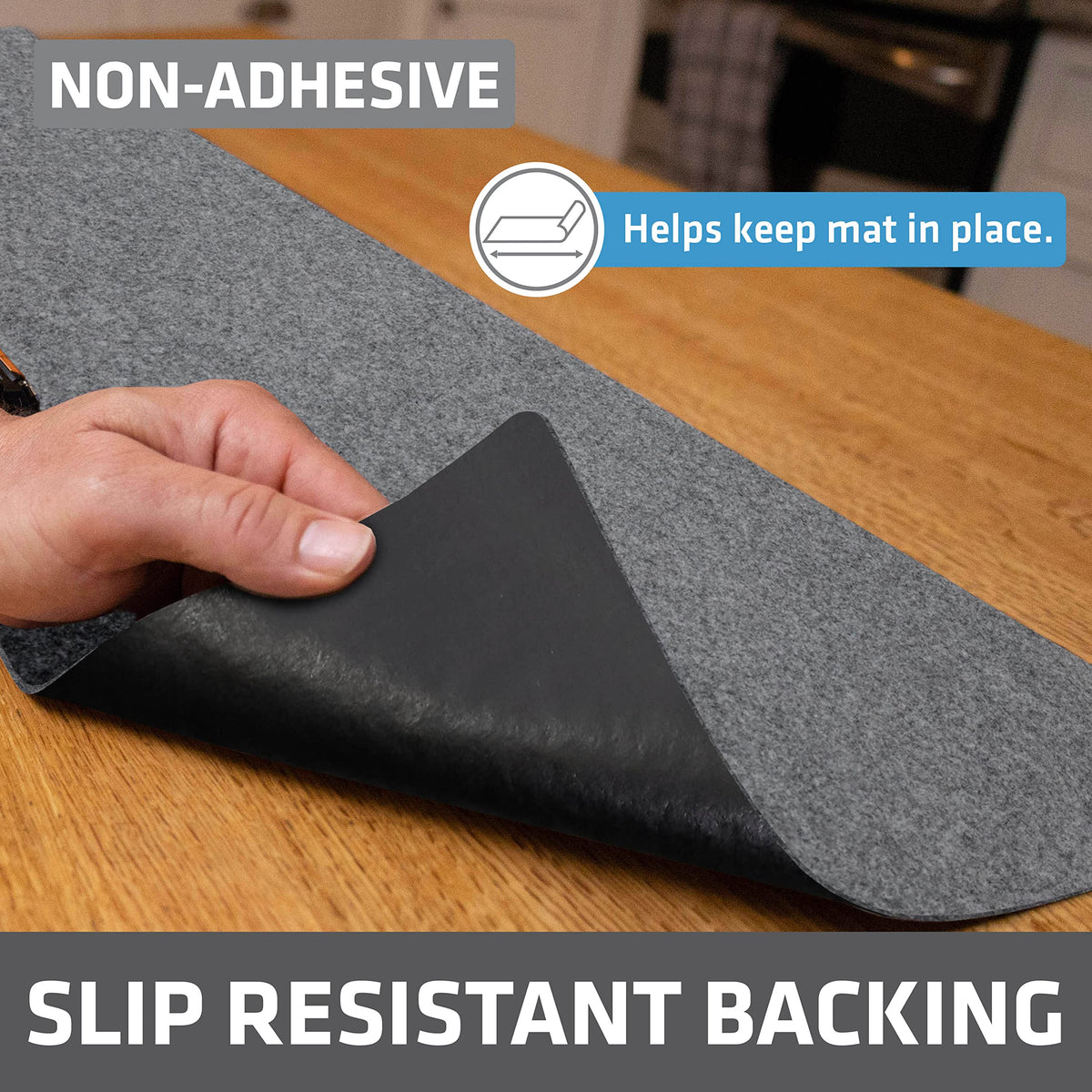 Drymate Premium Shelf Liner with waterproof backing stops spills from seeping through