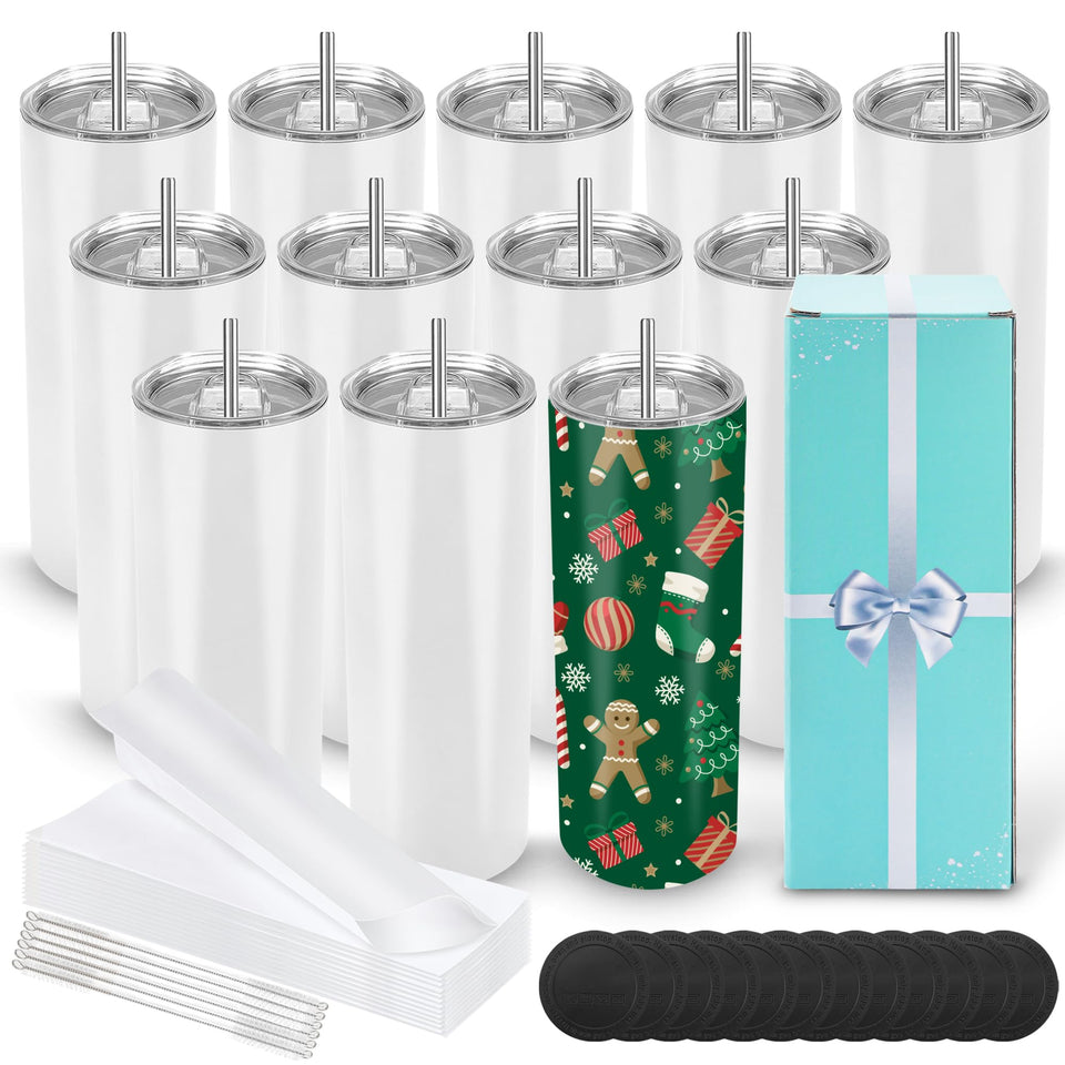 DS 12 pack 20oz sublimation tumbler with flat bottom for crisp designs