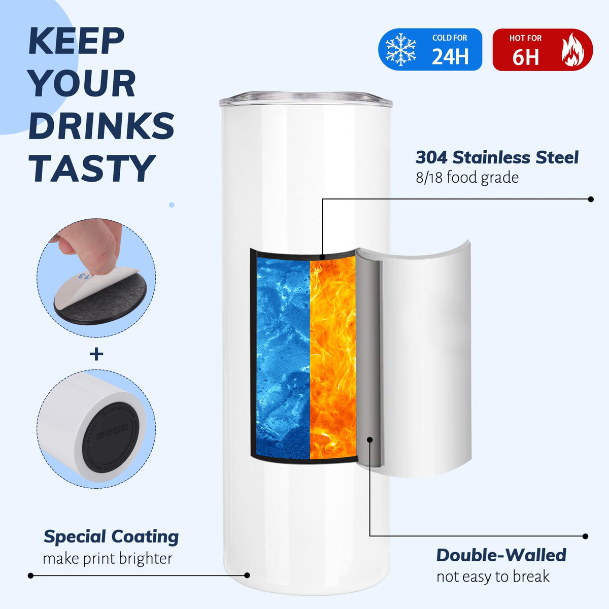 Includes straw and brush for DS sublimation tumbler kit maintenance