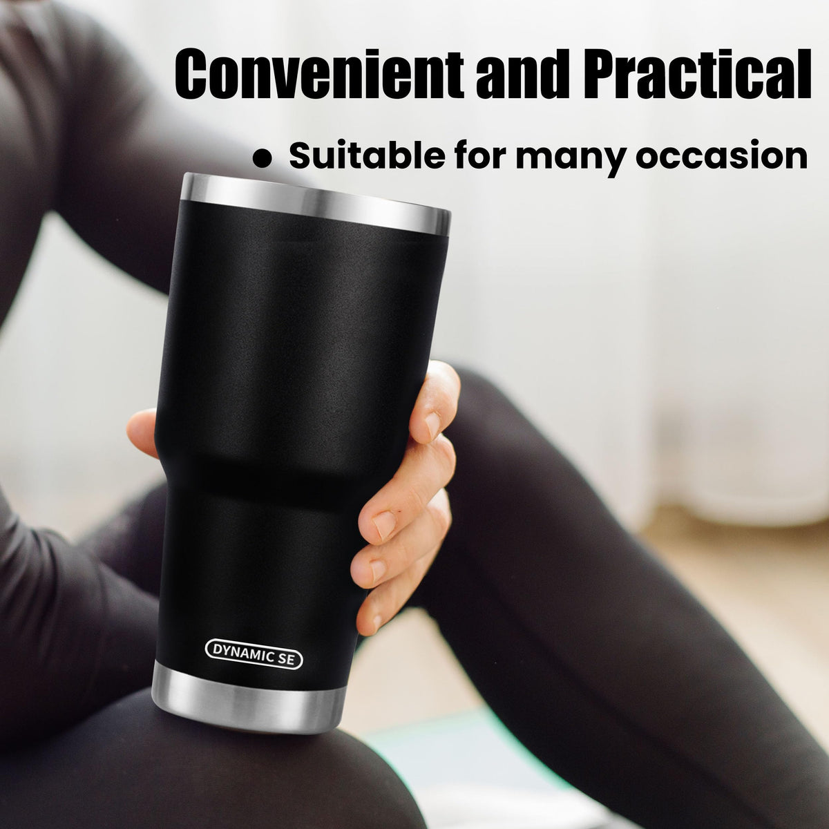 DS 30oz black tumbler with cleaning brush for complete care