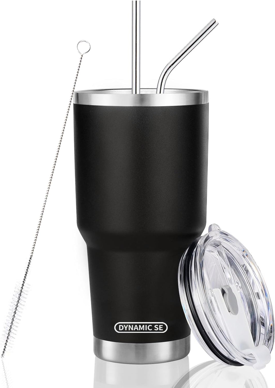 DS 30oz black tumbler front view highlighting double-wall insulation for temperature control