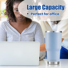 DS blue tumbler splash-proof lid enabling mess-free portability