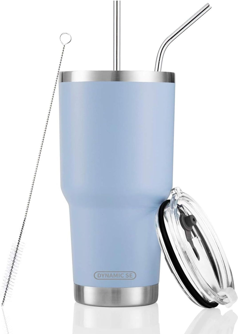 DS 30oz blue tumbler with lid showing secure lid for on-the-go use