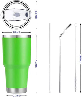 D·S 30 oz green tumbler double-wall insulation close-up