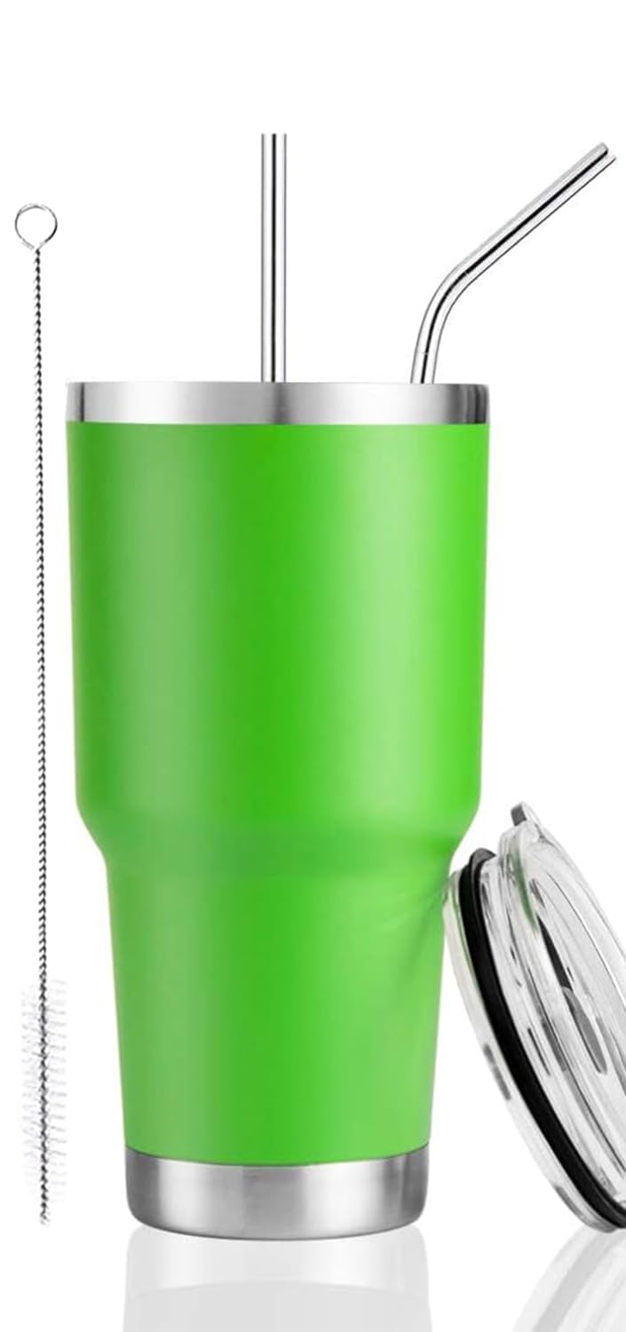 D·S 30 oz green tumbler front view keeps drinks cold up to 24 hours