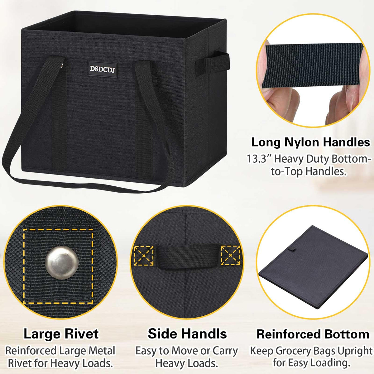 DSDCDJ black color tote for everyday shopping.