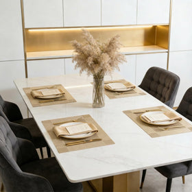 DSJIFGEW gold placemats in a holiday table setting
