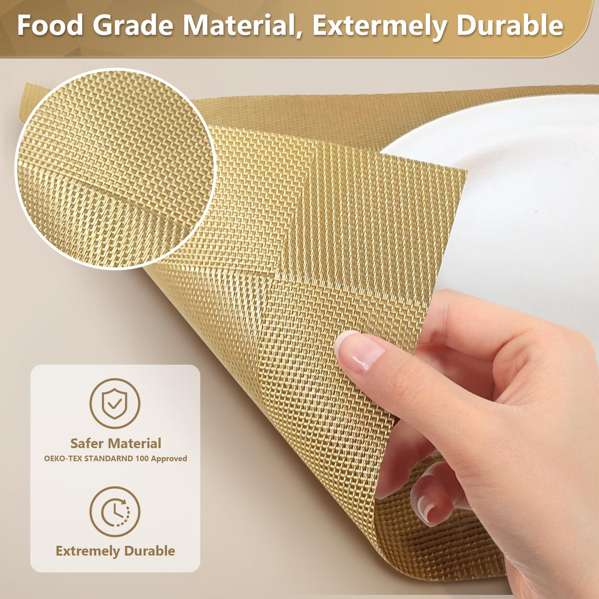 DSJIFGEW gold placemats provide anti-slip grip under tableware