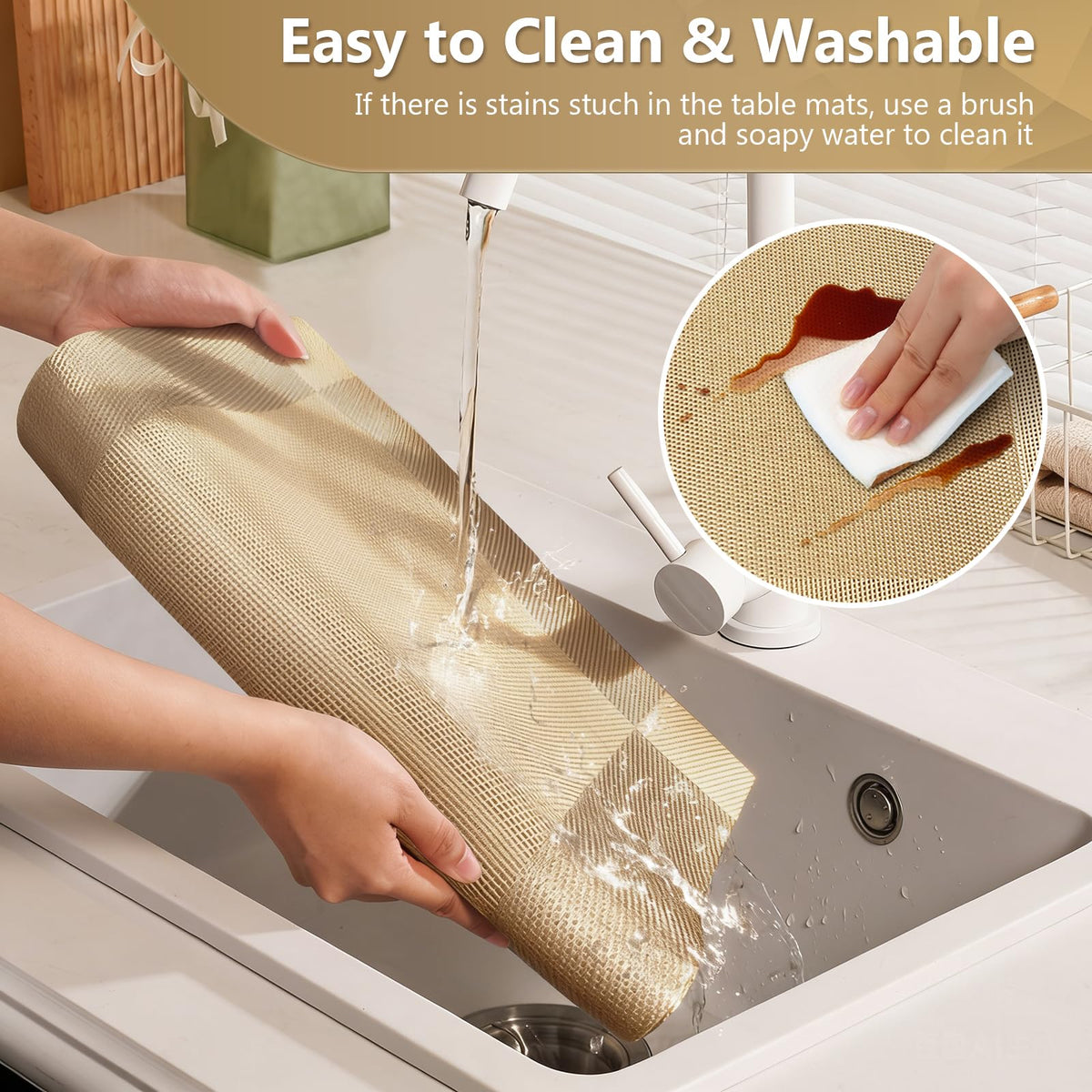 DSJIFGEW gold placemats wipe clean with a damp cloth