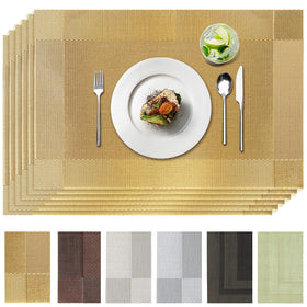 DSJIFGEW gold placemats with woven vinyl texture for easy protection
