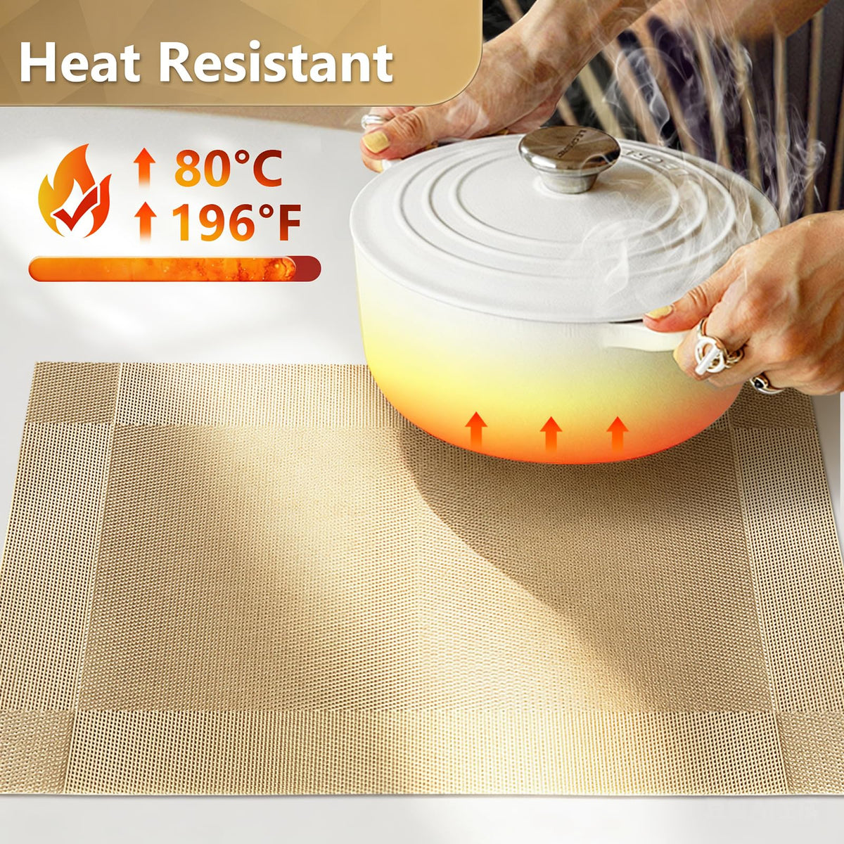 DSJIFGEW gold placemats resist stains for everyday dining