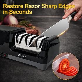 DSKILY sharpener showing 20 degree angle guide for consistent edges.