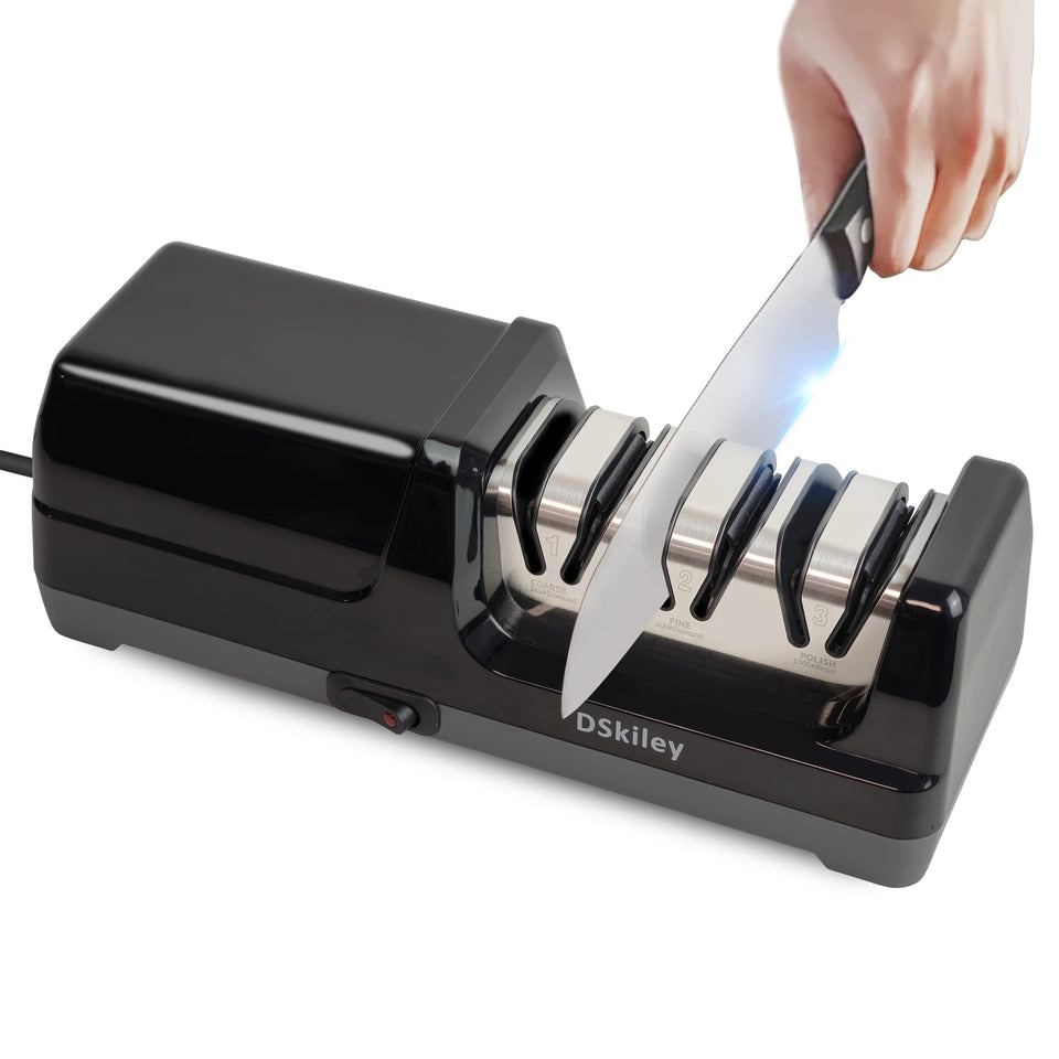 DSKILY electric sharpener with stage 3 diamond system for fast, precise sharpening.