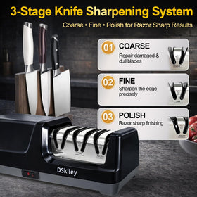 DSKILY sharpener used on non serrated kitchen knives like chef and santoku.