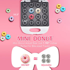 DSP All in One 2-Inch Mini Donut Maker nonstick coating enables easy cleaning