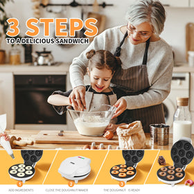 DSP Mini Donut Maker compact countertop size fits small kitchens.
