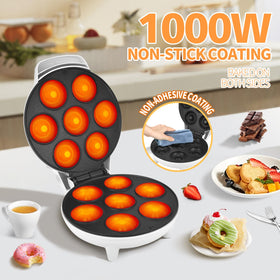 DSP Mini Donut Maker cool-touch exterior keeps surfaces safe.