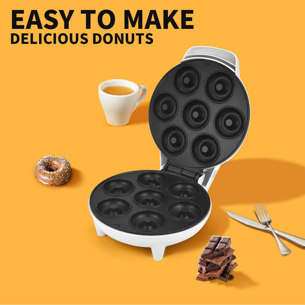 DSP Mini Donut Maker indicator lights guide easy operation.